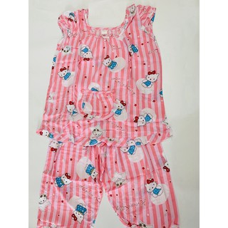 2021 - bộ lửng mặc nhà kitty cho bé gái 40-45kg vải tole thái