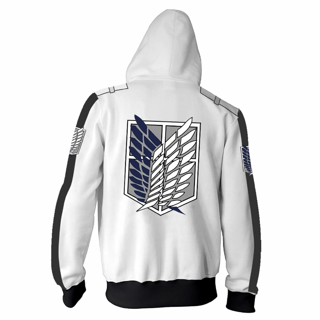 Áo khoác hoodie có khóa kéo hóa trang nhân vật Attack on Titan cho nam