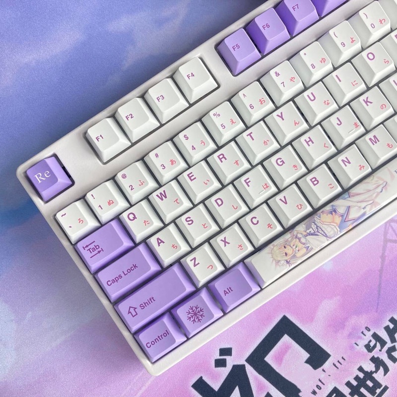 Emilia keycap Cherry Profile Re: zero theme anime PBT Dye thăng hoa bàn phím cơ học keycap
