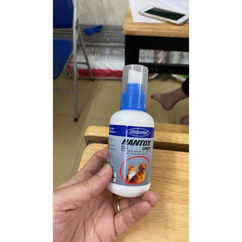 RẺ VÔ ĐỊCH - Xịt Hantox Spray ve rận, kí sinh trùng, ghẻ ở chó mèo, thú cưng (chai 100ml) -ZIPPOPET SHOP