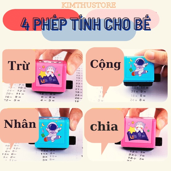 Máy in con dấu lăn tạo phép tính Cộng Trừ Nhân chia đơn giản ngẫu cho bé học sinh học Toán phạm vi 100