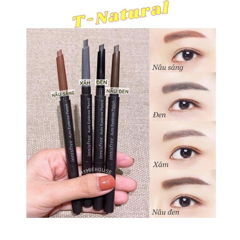 Chì kẻ chân mày 2 đầu lông mày bền màu không thấm nước Innisfree Auto Eyebrow Pencil Mẫu mới