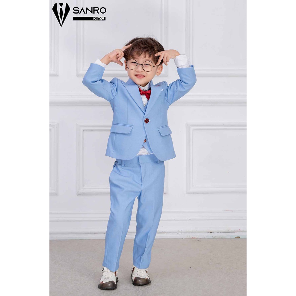 Bộ vest bé trai thiết kế màu xanh da trời