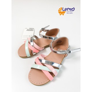 Dép sandal cho bé gái quai xanh hồng[HM Authentic] - Ảnh thật