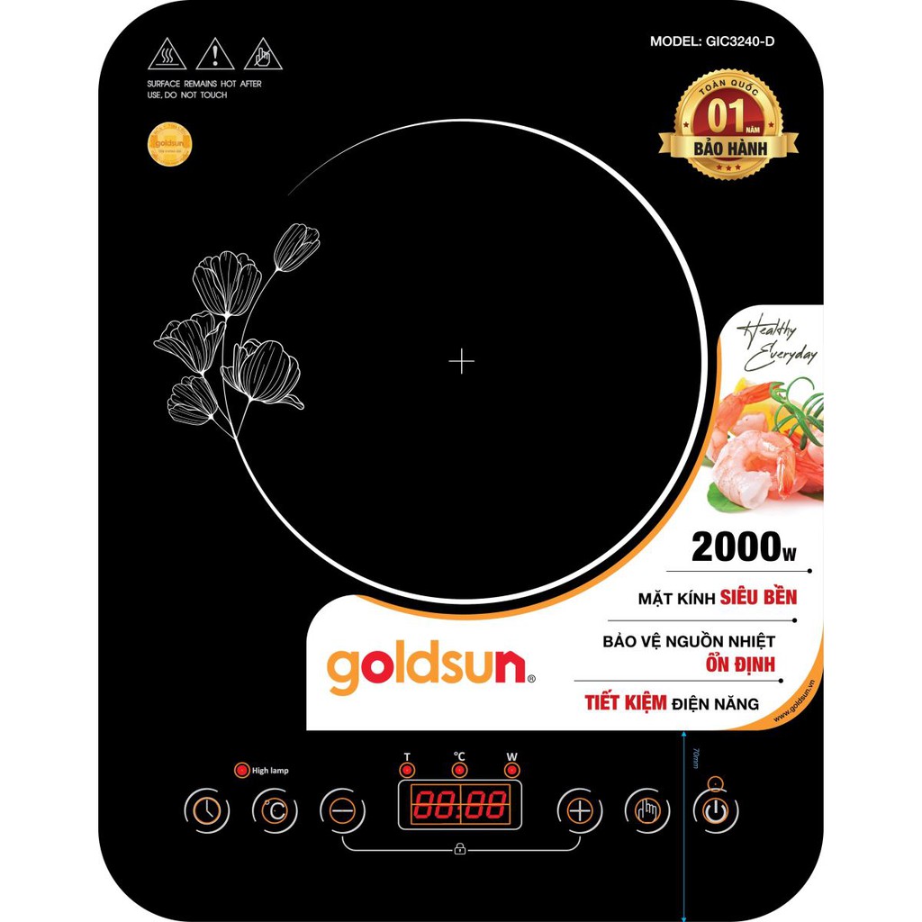 [Mã ELTECHZONE giảm 5% đơn 500K] Bếp điện từ đơn Goldsun GIC3240-D Bảo hành 12 tháng
