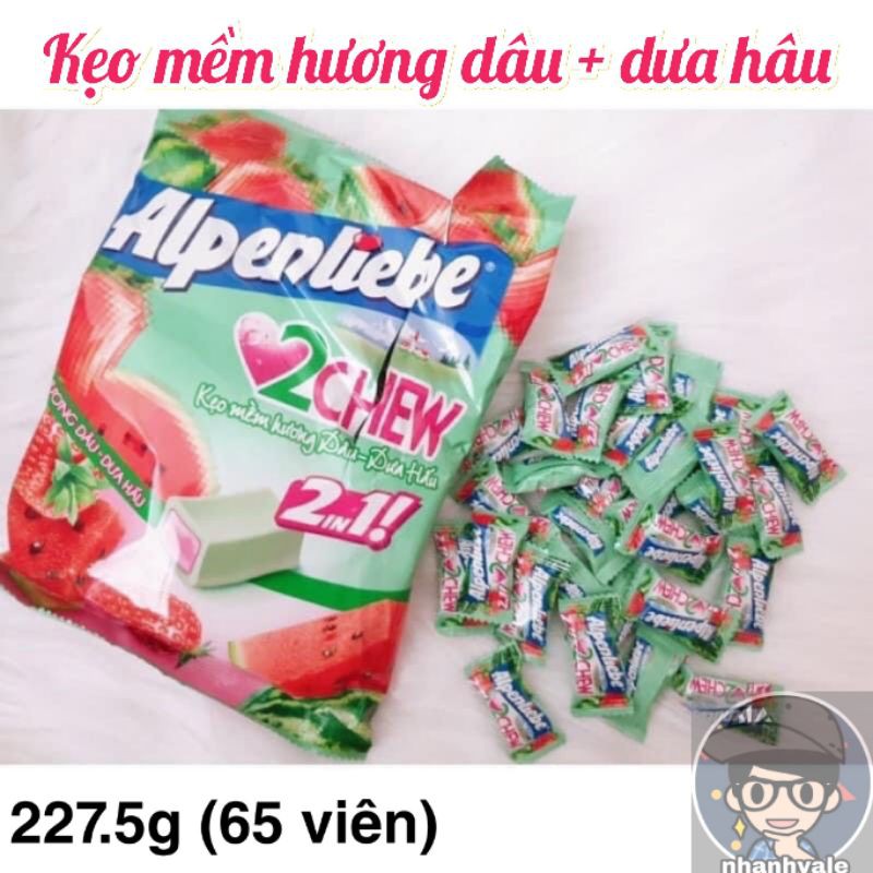 [Túi 227.5g, 65 viên] Kẹo mềm Alpenliebe® hương dâu và dưa hấu