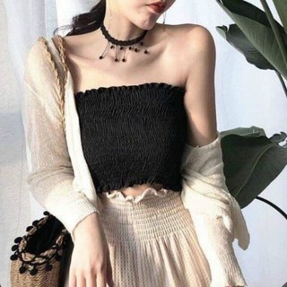 Áo Ống Nhún Chỉ Trơn Basic Dễ Phối Đồ