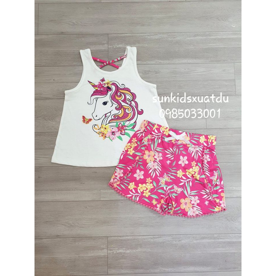 Bộ bé gái ngựa Pony quần hoa