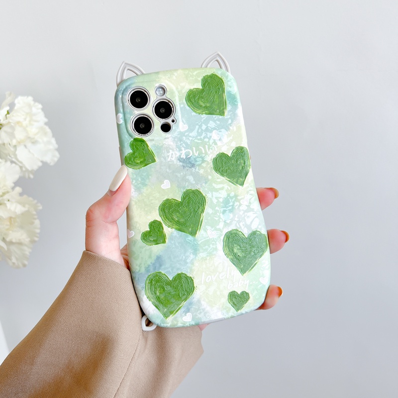 Ốp Điện Thoại TPU Mềm Giả Da Hình Tai Mèo 3D Cho iPhone 13 11 12 Pro Max 12Pro 13Pro X XS Max XR 7 8 Plus