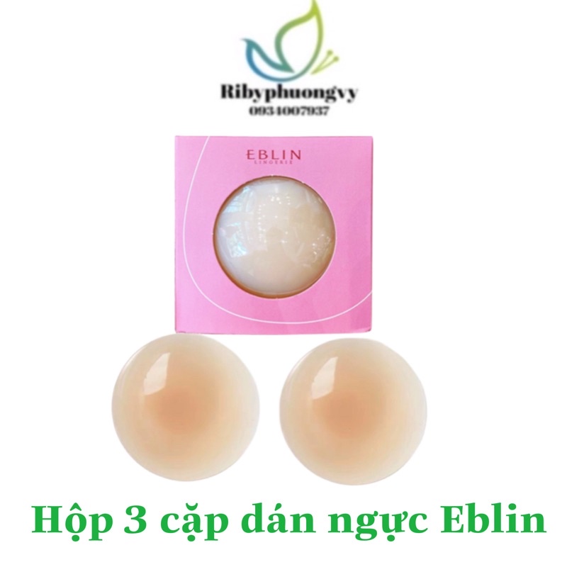 Miếng dán ngực Eblin silicon sinh nhiệt tự thân siêu mỏng hộp 3 cặp chuẩn màu da
