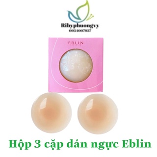 Miếng dán ngực Eblin silicon sinh nhiệt tự thân siêu mỏng hộp 3 cặp chuẩn màu da