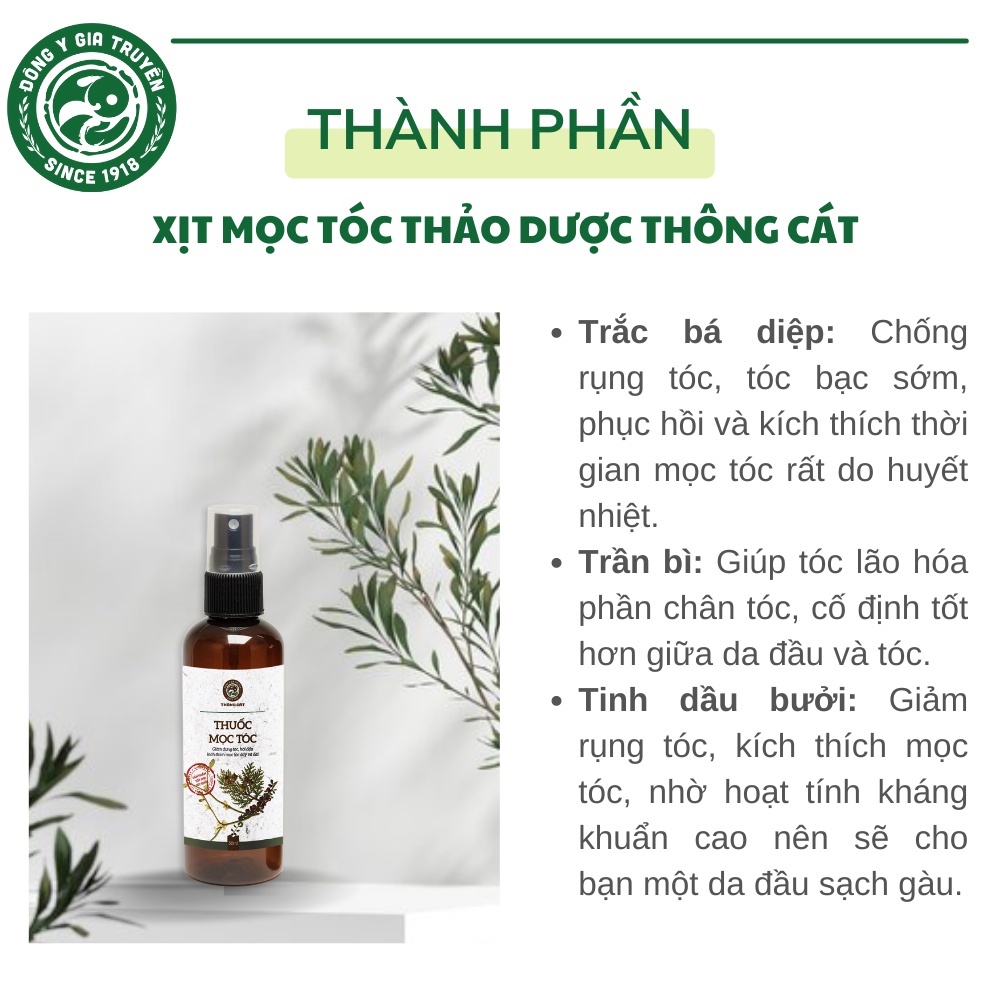 Xịt mọc tóc Đông y gia truyền Thông Cát (Since 1918)_kích thích mọc tóc nhanh dài, giảm rụng tóc, nuôi dưỡng chân tóc