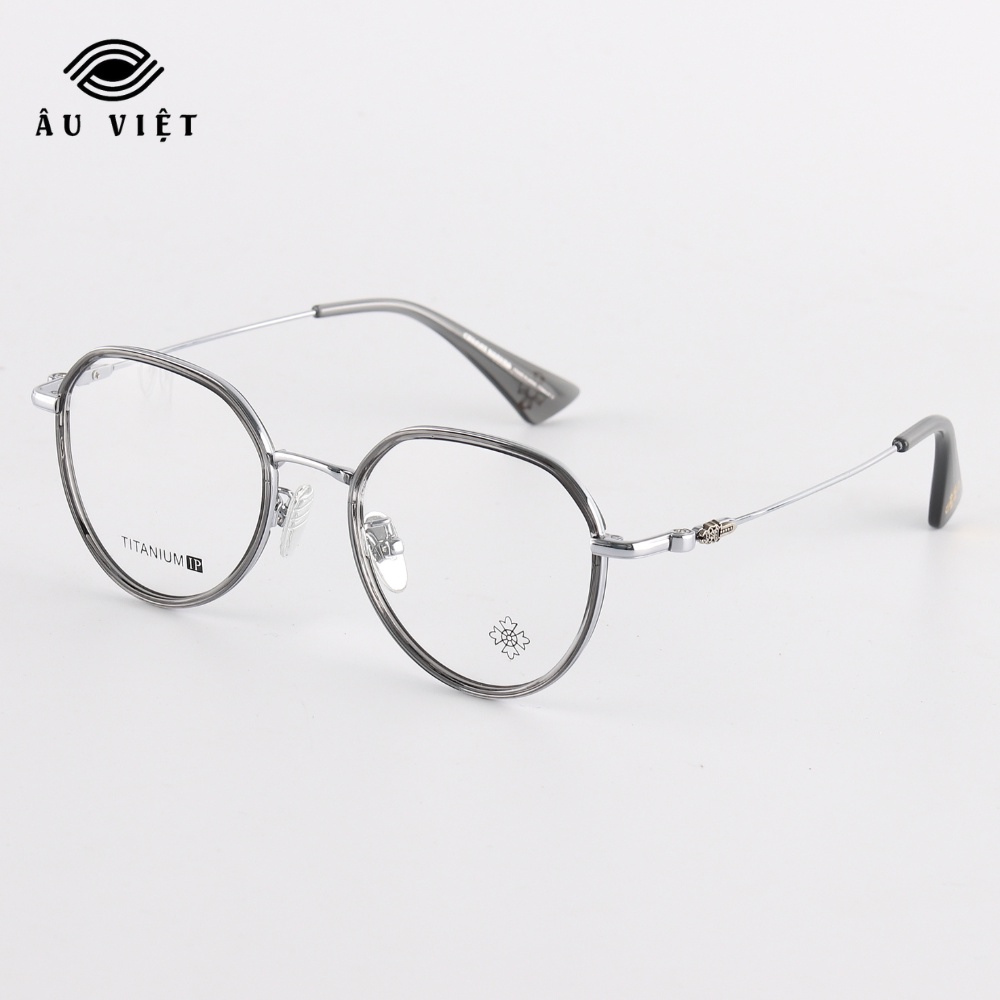 Gọng kính kim loại titanium Ch RS-88009 dáng tròn Full box