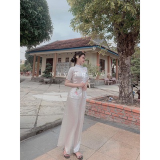 Đồ Lam Nữ Đi Chùa Mẫu Cá Ngọc Vải Lụa Satin