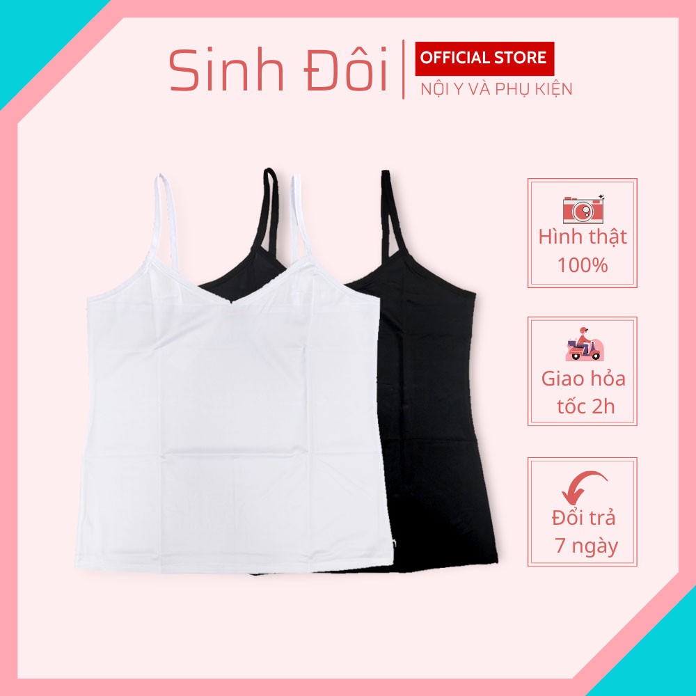 Áo lá nữ 2 dây chất thun lạnh dáng dài ôm body màu trắng, đen size từ 40kg-60kg