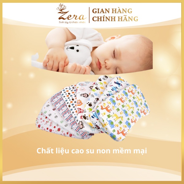 [Combo 2] Gối cao su non cho bé Zera dành cho trẻ sơ sinh chống bẹp đầu, méo đầu + tặng vòng dâu tằm