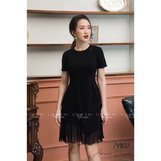 Amora Dress - V82-Đầm dáng ôm đuôi xếp li