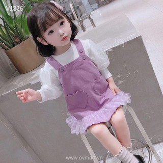 váy yếm tim tím cho bé gái