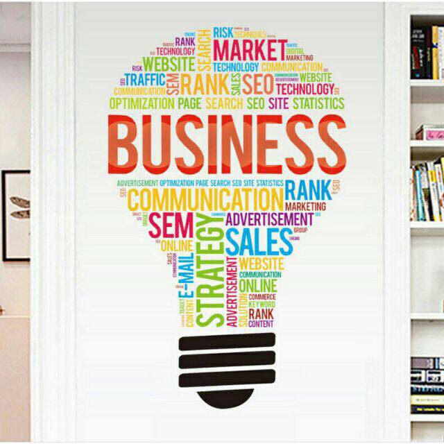 Decal trang trí tường hình Chữ tiếng anh hình Bóng Đèn