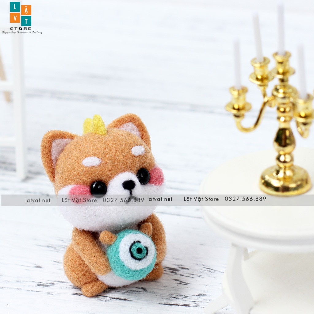 Len chọc có hướng dẫn 5 bé shiba- needle felting shiba, món quà handmade ý nghĩa, làm quà tặng móc khóa