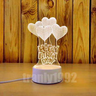 Đèn ngủ 3D HAPPY BIRTHDAY BAY, đèn trang trí, quà tặng sinh nhật độc đáo
