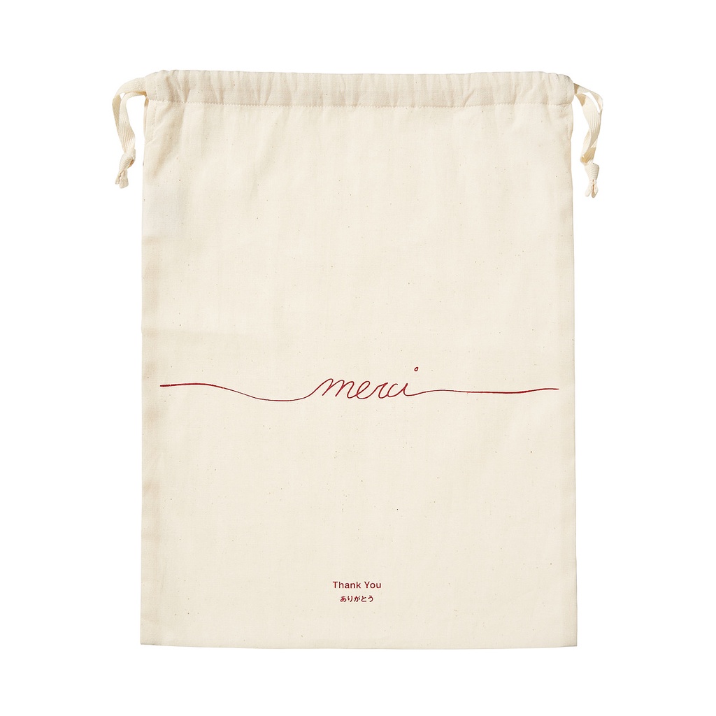 [MUJI] TÚI COTTON DÂY RÚT HỌA TIẾT 30x39,5cm