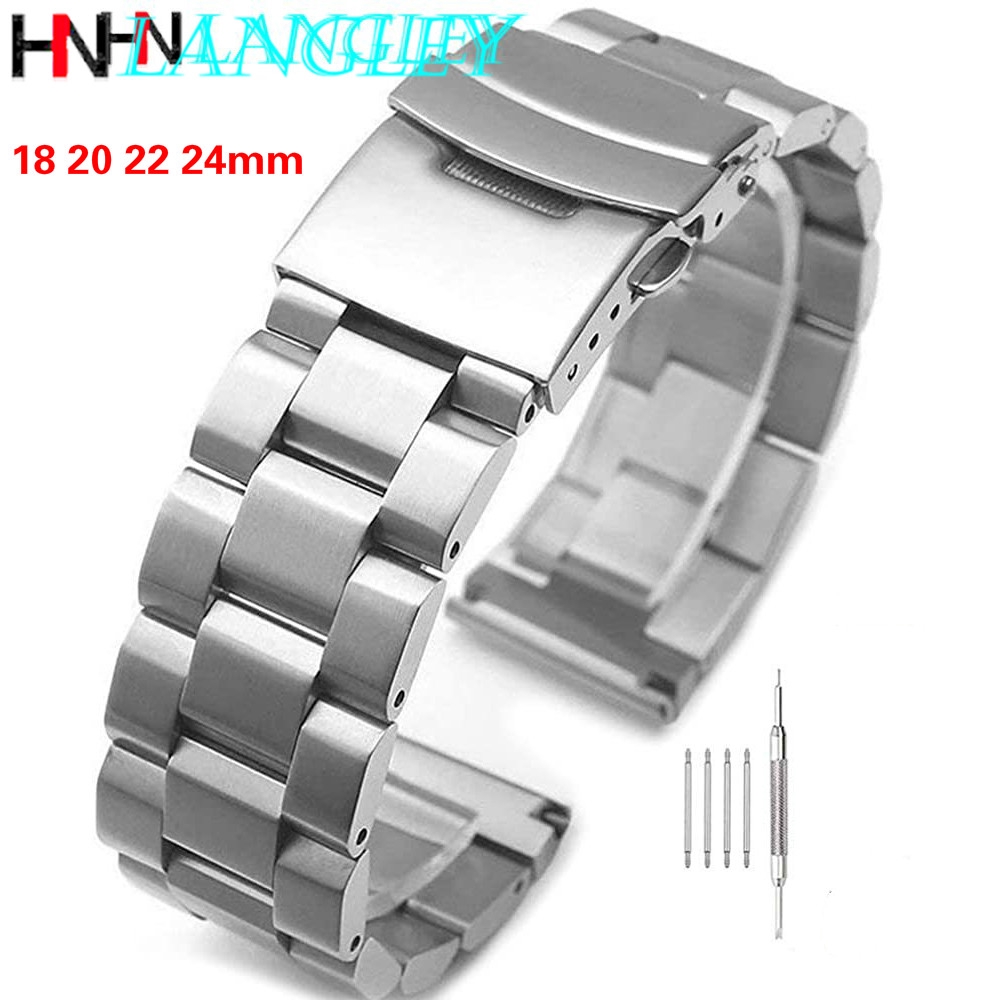 Dây đồng hồ bằng thép không gỉ 18mm / 20mm / 22mm / 24mm tiện dụng