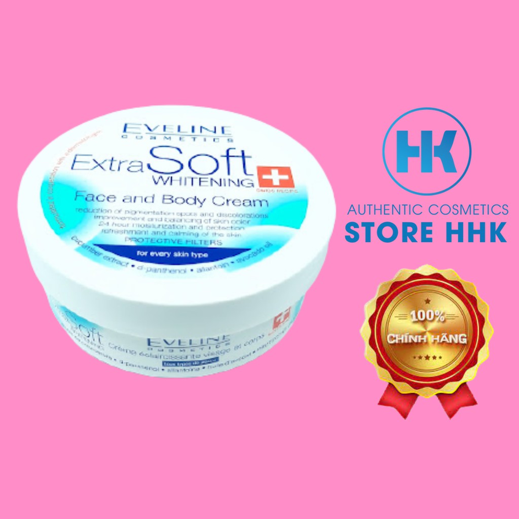 Kem dưỡng ẩm trắng da mặt và toàn thân Eveline Extra Soft Whitening 200ml-dưỡng ẩm tối đa