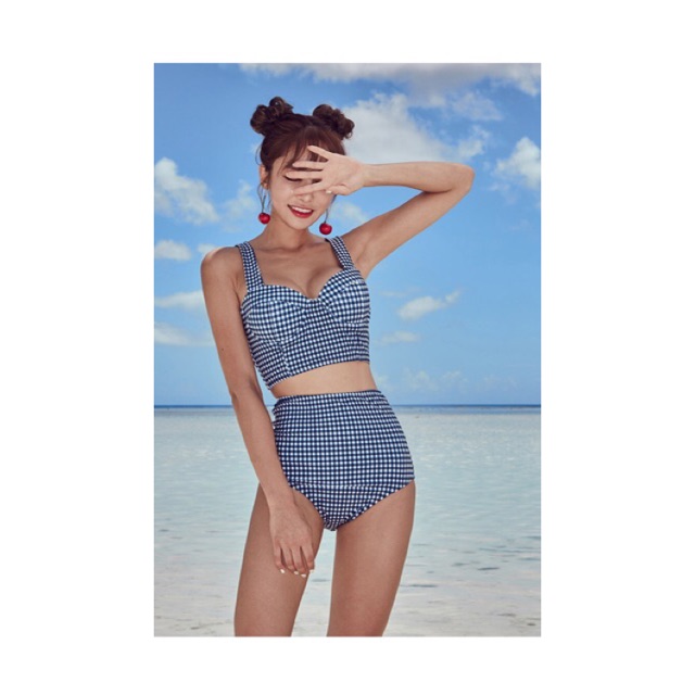 Bộ đồ bơi - bikini hoạ tiết caro trẻ trung, hiện đại