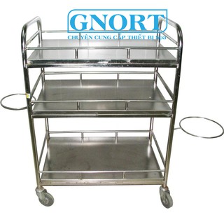 Xe Đẩy Inox 3 Tầng 2 Bát