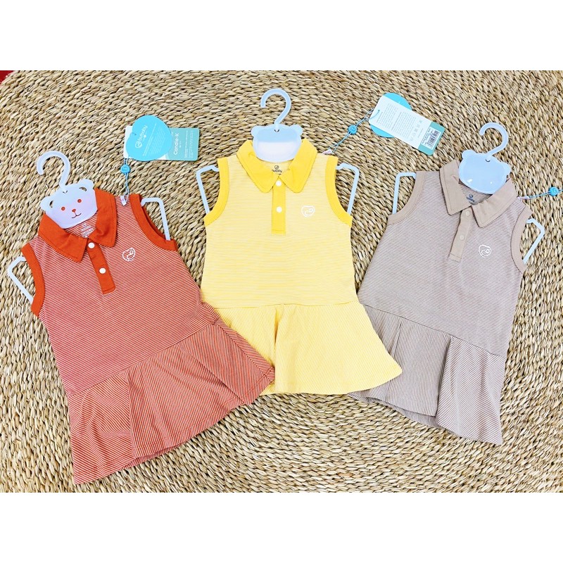 Váy Polo kẻ sát nách bé gái Bu baby cho bé từ 3M - 18M