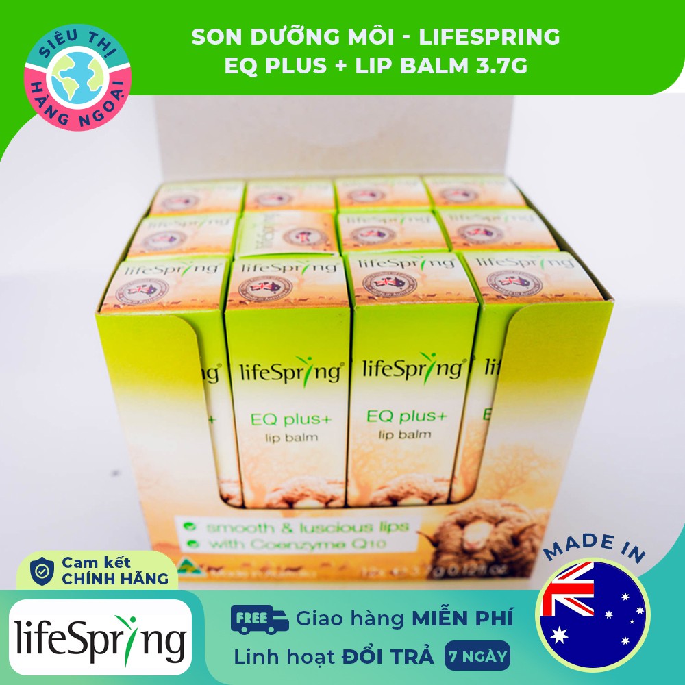 Son dưỡng môi Lifespring EQ Plus+ Lip Balm[Giúp môi mềm mại hơn, làm dịu môi khô và môi nứt nẻ] Hàng ÚC