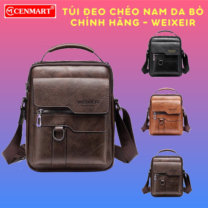 [Hàng QC] Túi Đeo Chéo Nam Da Bò Nâu đậm Nâu sáng Nâu Đen - Có Quai  Xách - Chính Hãng WEIXIER T55 26x22x8cm - CenMart | BigBuy360 - bigbuy360.vn