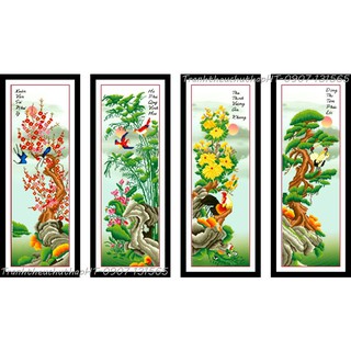 Tranh thêu chữ thập 3D Tứ quý Xuân Hạ Thu Đông 127*78cm LV3235 - tự thêu (tranh bộ 4 bức)