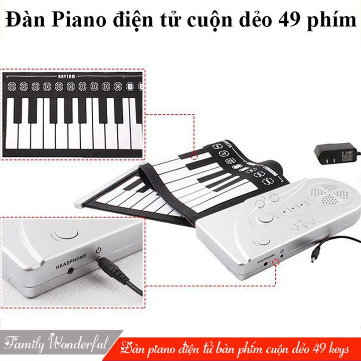 Đàn Piano điện tử bàn phím cuộn dẻo 49 keys HOT