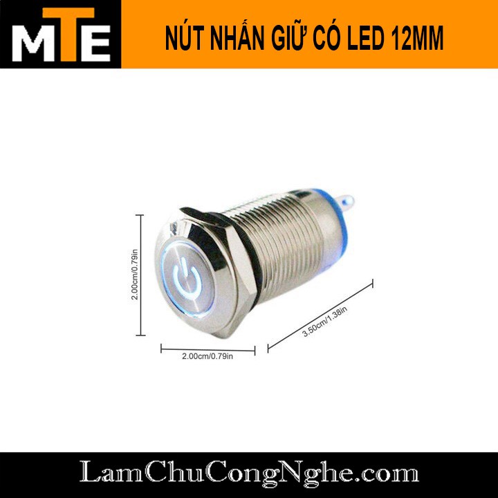 Nút nhấn giữ chống nước 12mm có LED 3-9V