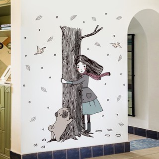 decal dán tường cô gái