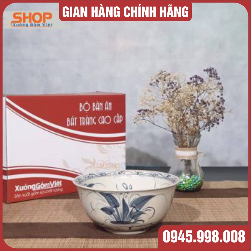 Combo bộ bát đĩa 9 món(6 chén,2 đĩa,1 tô) trang trí bàn ăn đẹp giá rẻ chuẩn hàng Bát Tràng 100% - XƯỞNG GỐM VIỆT