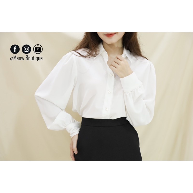 Sơ mi tay phồng công sở nữ 3 màu trending Meow Boutique