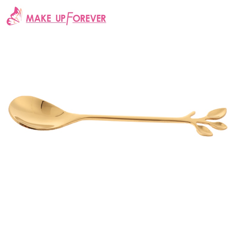 [Make_up Forever]Leaf Pattern Stainless Steel Tea Coffee Spoon Tableware Colorful