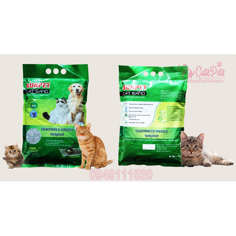 Cát vệ sinh cho mèo SUNPET CAT SAND 5L - CutePets Phụ kiện chó mèo Pet Shop Hà Nội - Hàng nhập khẩu