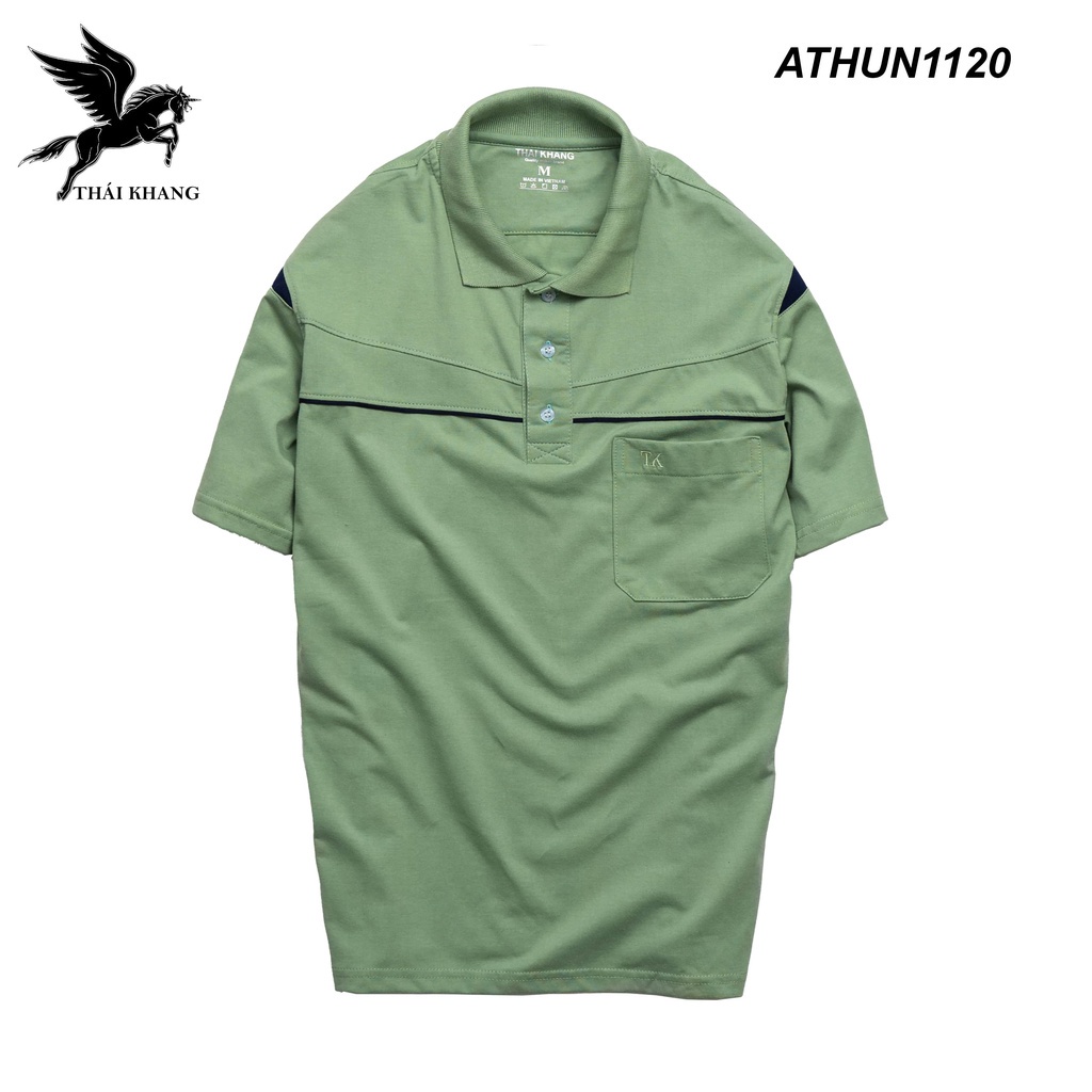 Áo thun nam tay ngắn trung niên THÁI KHANG vải cotton dày mềm mát có cổ có túi Vitin ATHUN32