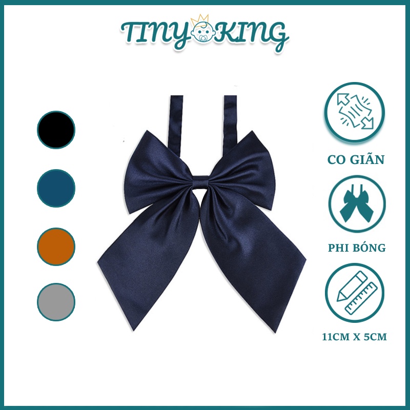 Nơ đeo cổ nữ TINY KING đồng phục học sinh công sở chất vải phi bóng dây đeo móc cài  nhiều màu giá rẻ X03