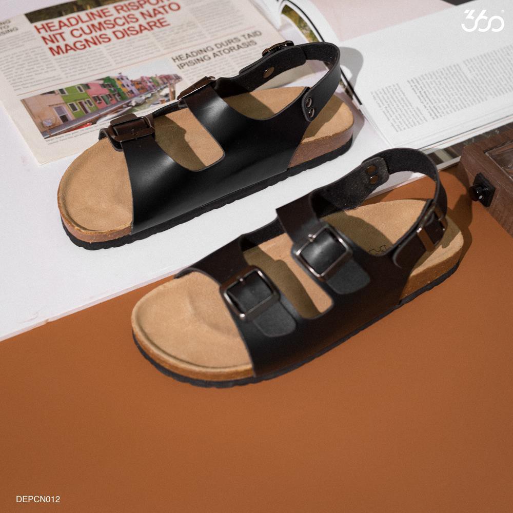 Sandal quai ngang đen đế ép 360 BOUTIQUE quai hậu xỏ ngón - DEPCN012