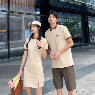 Áo váy đôi thêu hình trái tim chất cotton cao cấp