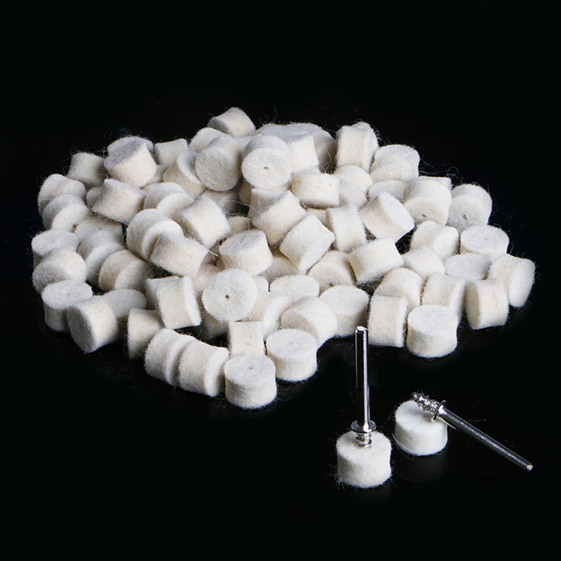 Bộ 100 Đệm Nỉ Đánh Bóng 13mm + 2 Trục Cho Máy Mài