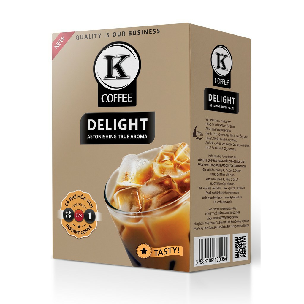 Cà phê sữa K coffee delight (255g/hộp) 15 gói