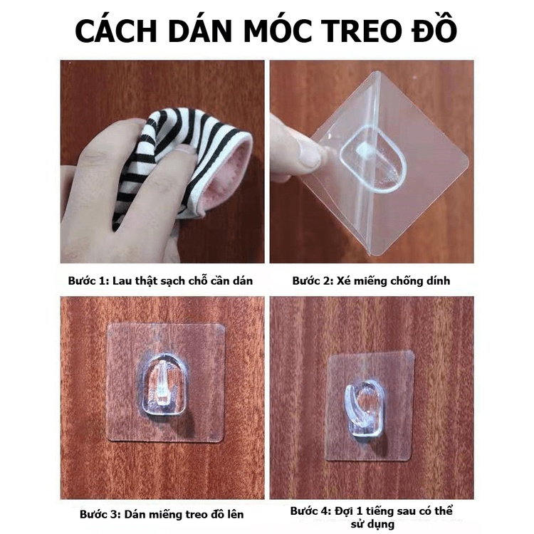 Móc treo đồ dán tường chịu lực đa năng trong suốt MDT00001