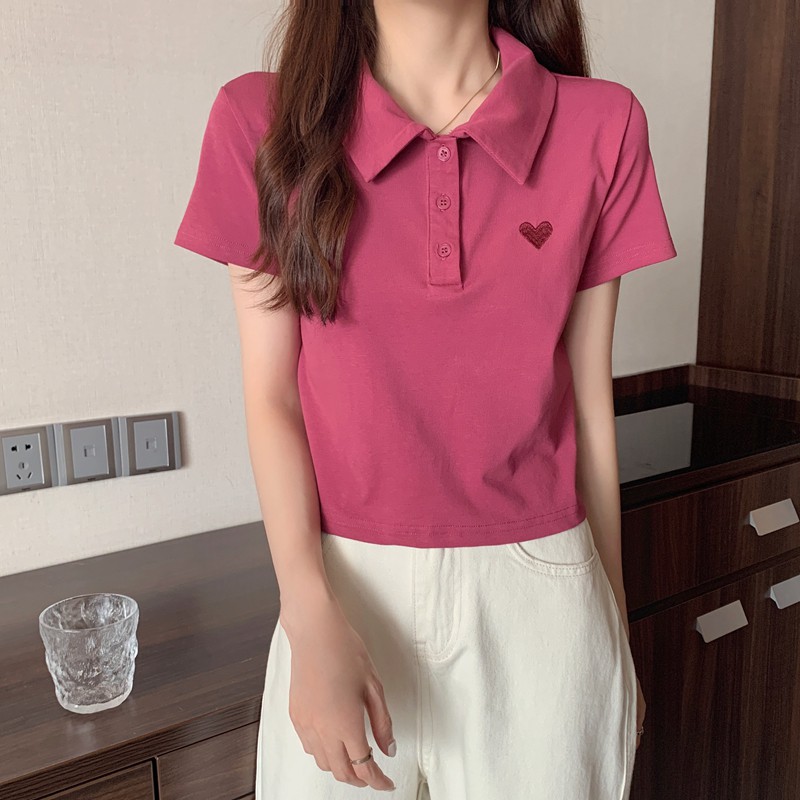 Xiaozhainv Áo Thun Lửng Ngắn Tay Có 4 Màu Thời Trang Cho Nữ