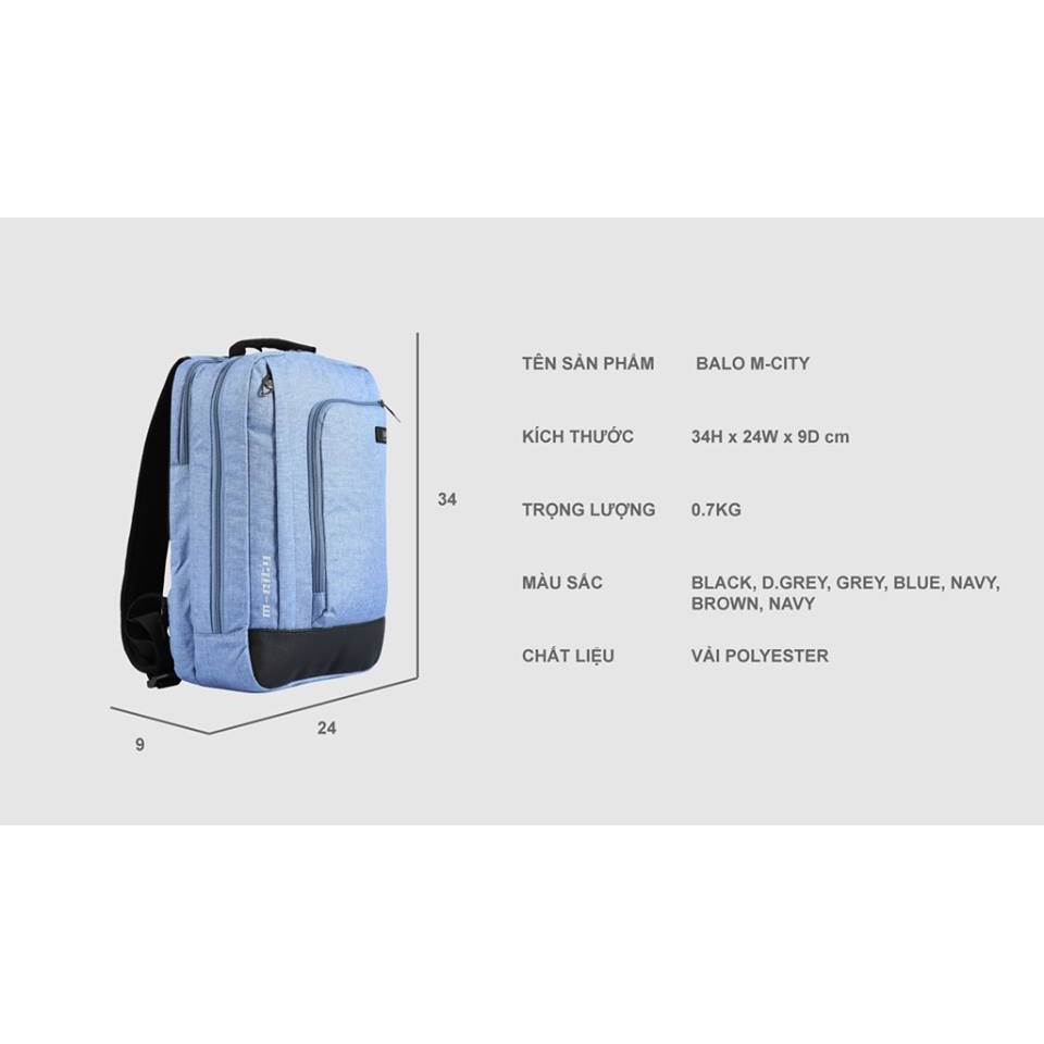 [CHÍNH HÃNG] Balo Laptop Thời Trang Công Sở Simple Carry M-City - Shine House